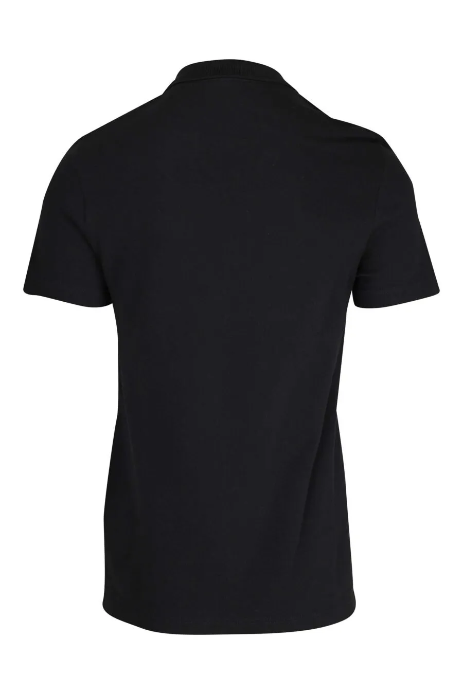 Polo negro con franja beige y minilogo 