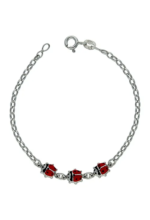 Pulsera plata con mariquitas esmaltadas 295_PPUL16477
