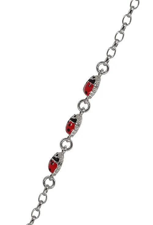 Pulsera plata con mariquitas esmaltadas 295_PPUL16477
