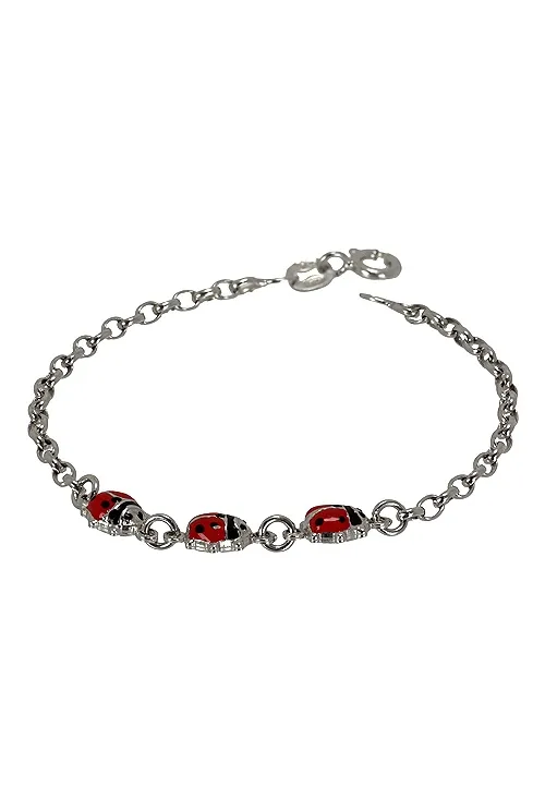 Pulsera plata con mariquitas esmaltadas 295_PPUL16477