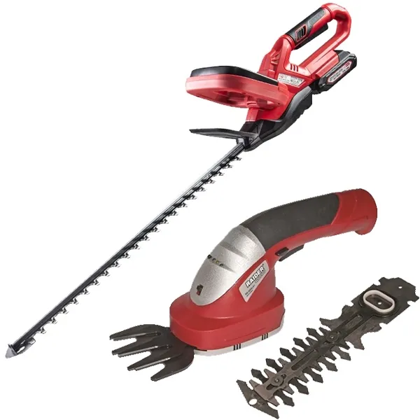 RAIDER  SET RDPSHT20  CORTADORA DE SETO CON 1 BATERíA, LIION, 20 V, 2 AH, 56 CM + RAIDER  RDGSSL01  TIJERAS CORTACéSPED Y