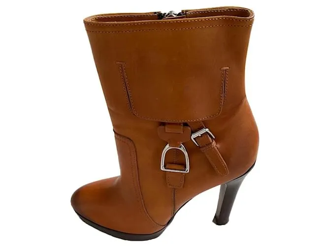 Ralph Lauren Collection Botines de cuero Caramelo 