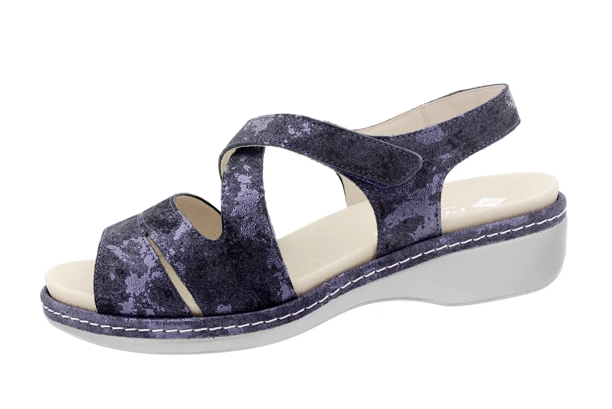 Removable Insole Sandal Blue Metal Suede