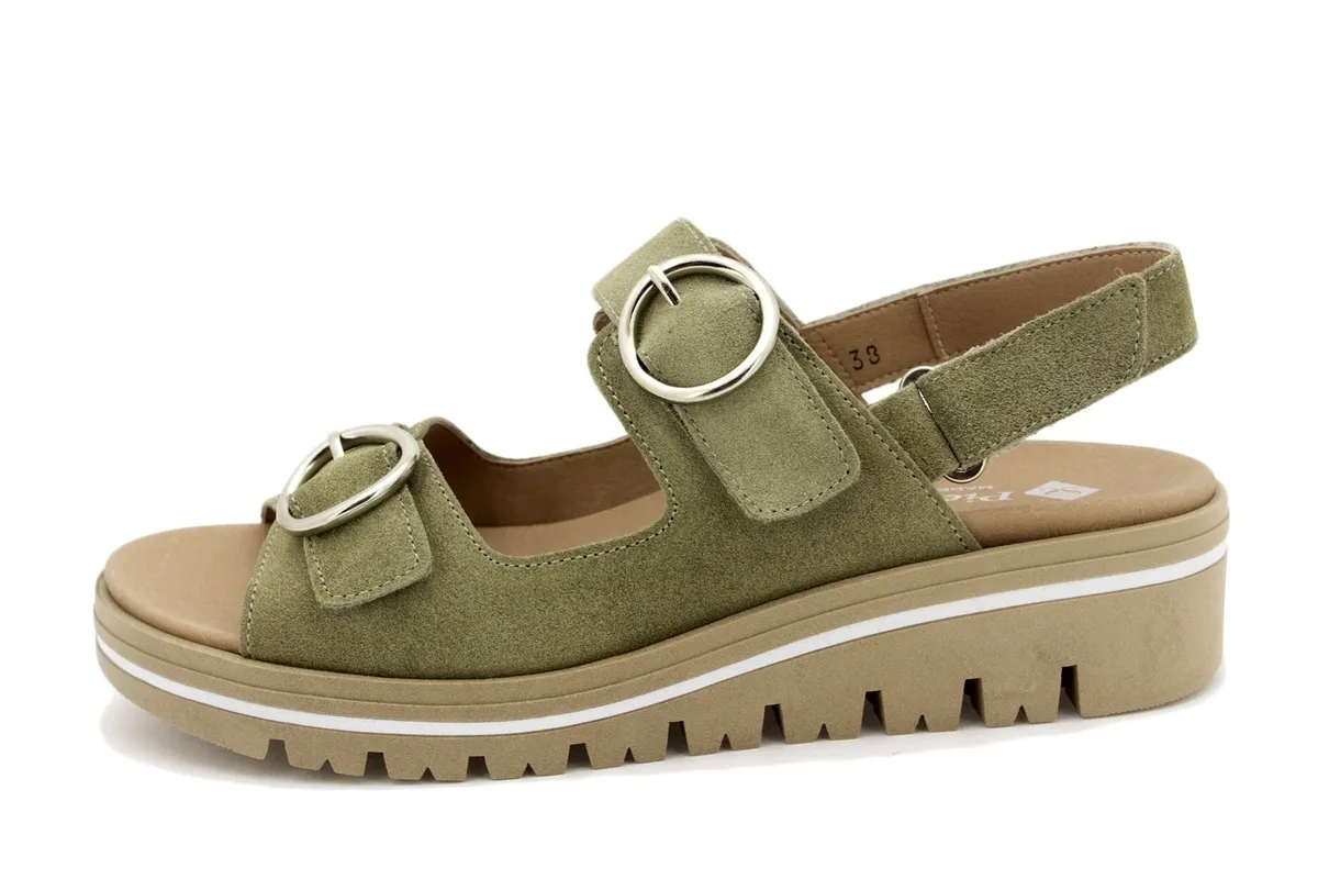 Removable Insole Sandal Kaki Suede