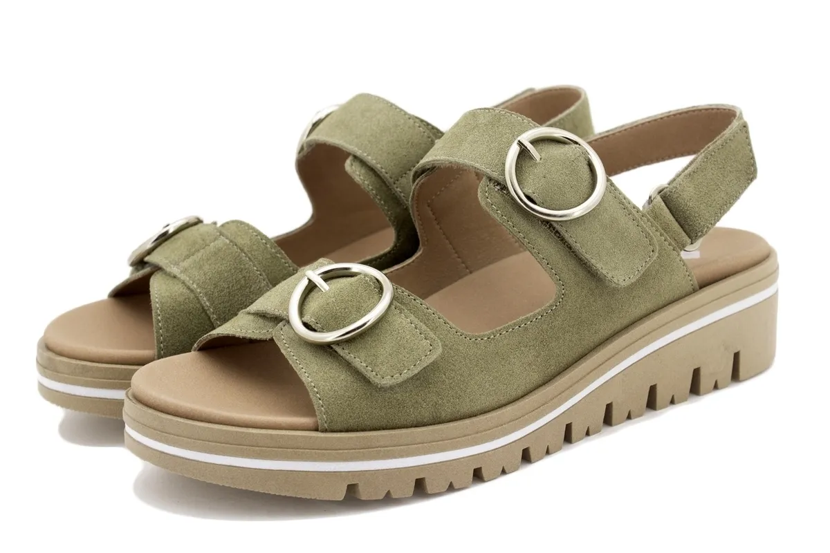 Removable Insole Sandal Kaki Suede