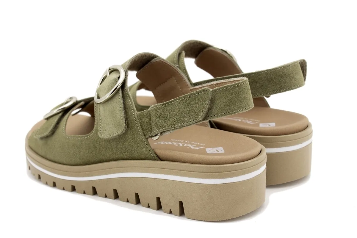 Removable Insole Sandal Kaki Suede