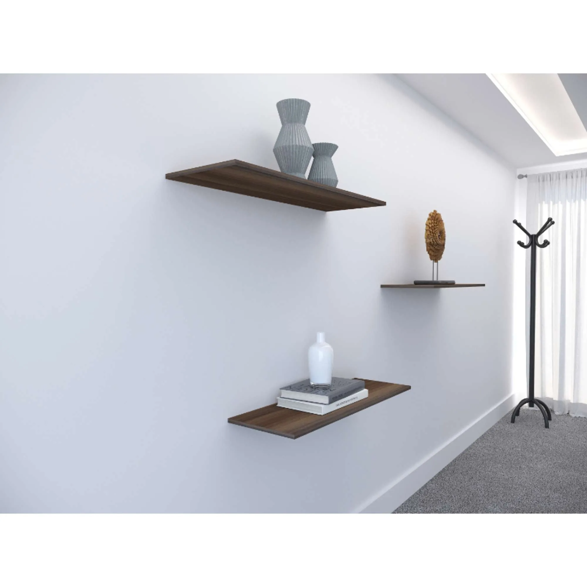Repisa de Madera 90x30x1.5cm Color Nuez