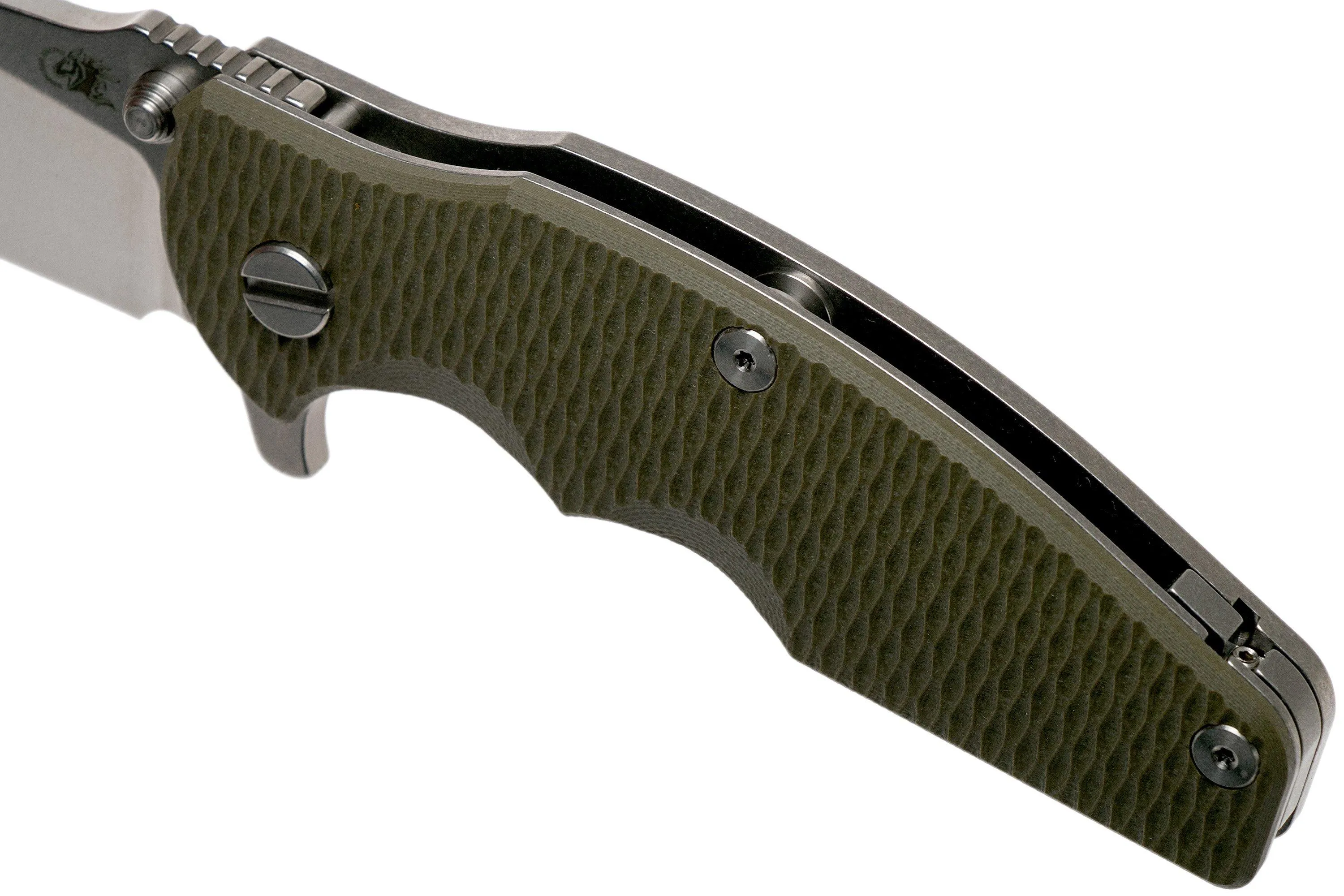 Rick Hinderer Jurassic slicer OD Green G10 CPM 20CV navaja
