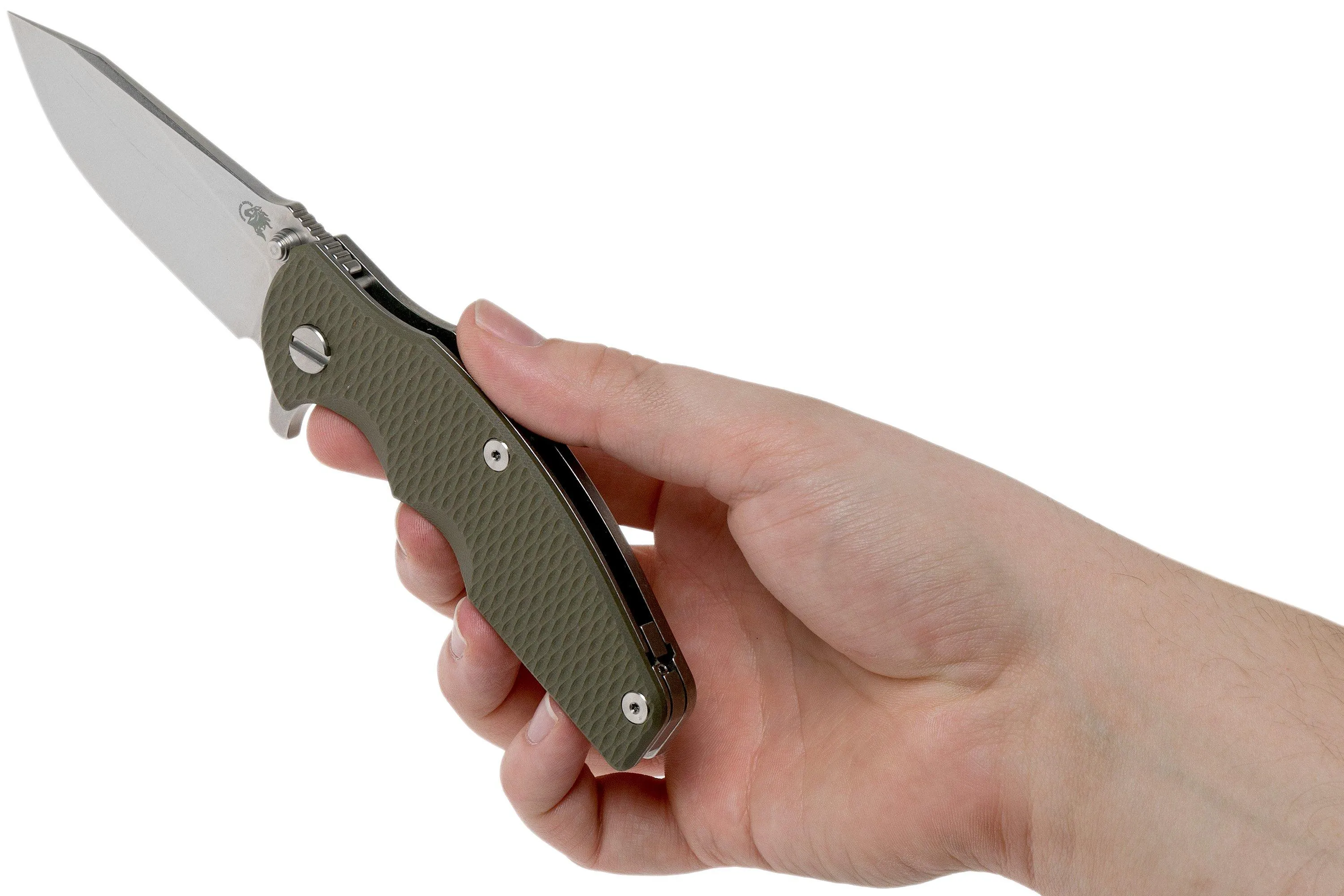 Rick Hinderer Jurassic slicer OD Green G10 CPM 20CV navaja