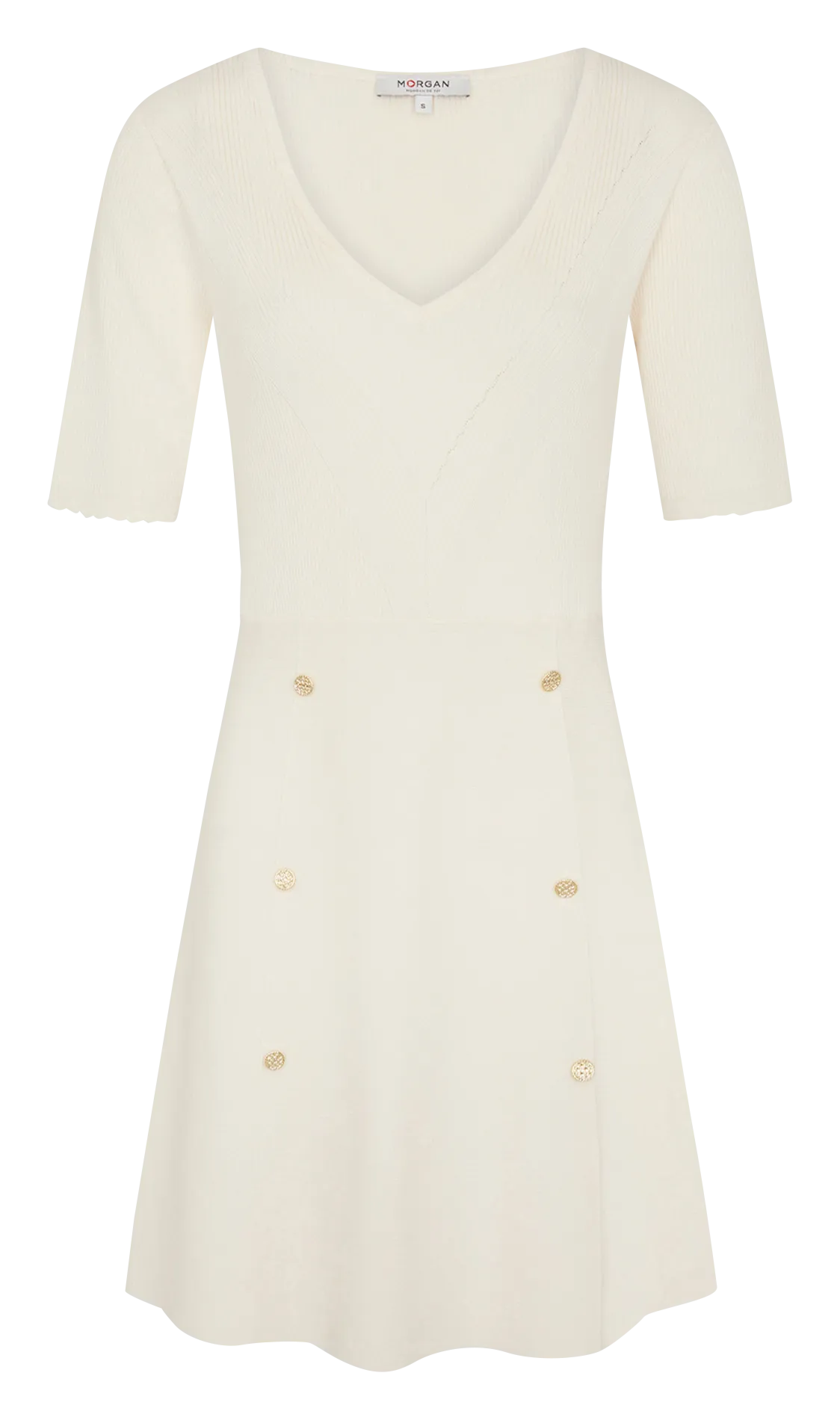 RMALICE  VESTIDO CORTO CON CUELLO DE PICO EN BEIGE