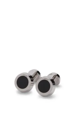ROUND CUFFLINKS WITH BLACKENAMEL INSERT