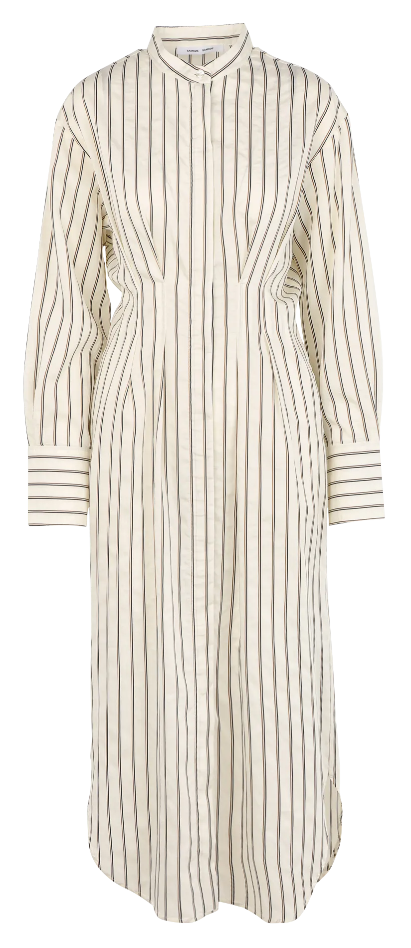 SABOSSE  VESTIDO LARGO AJUSTADO CON CUELLO MAO EN BLANCO
