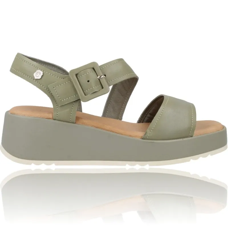 Sandalias con Cuña de Piel para Mujer de Carmela 68627