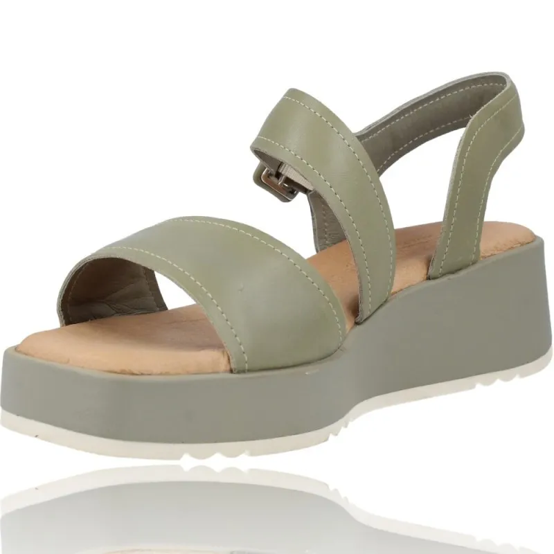 Sandalias con Cuña de Piel para Mujer de Carmela 68627