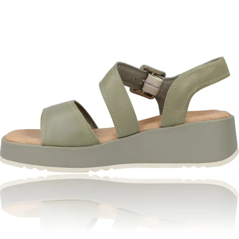 Sandalias con Cuña de Piel para Mujer de Carmela 68627