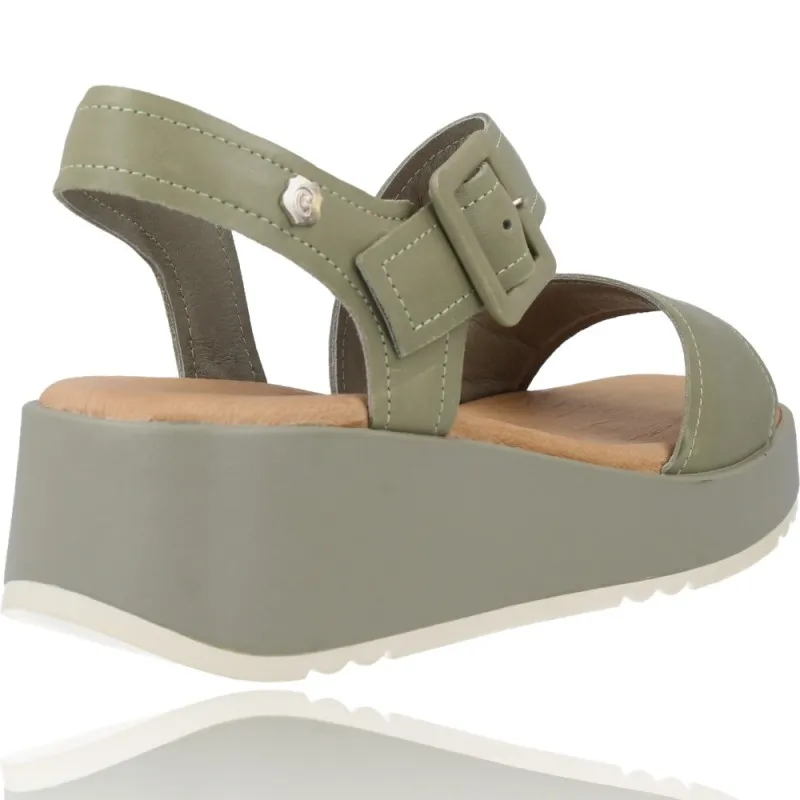 Sandalias con Cuña de Piel para Mujer de Carmela 68627