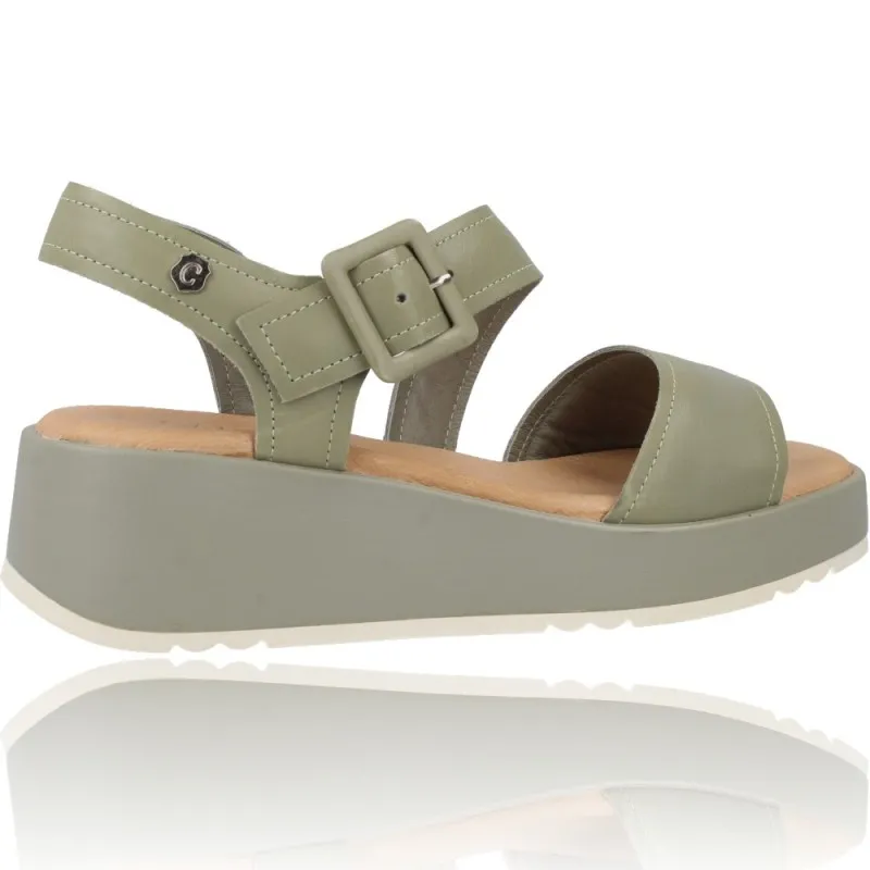 Sandalias con Cuña de Piel para Mujer de Carmela 68627