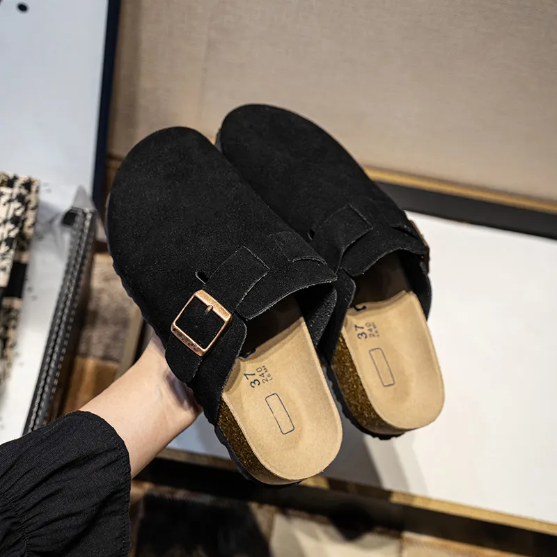 Sandalias de cuero de diseñador Plataforma Tobas Boston Bostons Flip Flop Slippers for Women Buckle Sandal Sandals Sandals Arizo