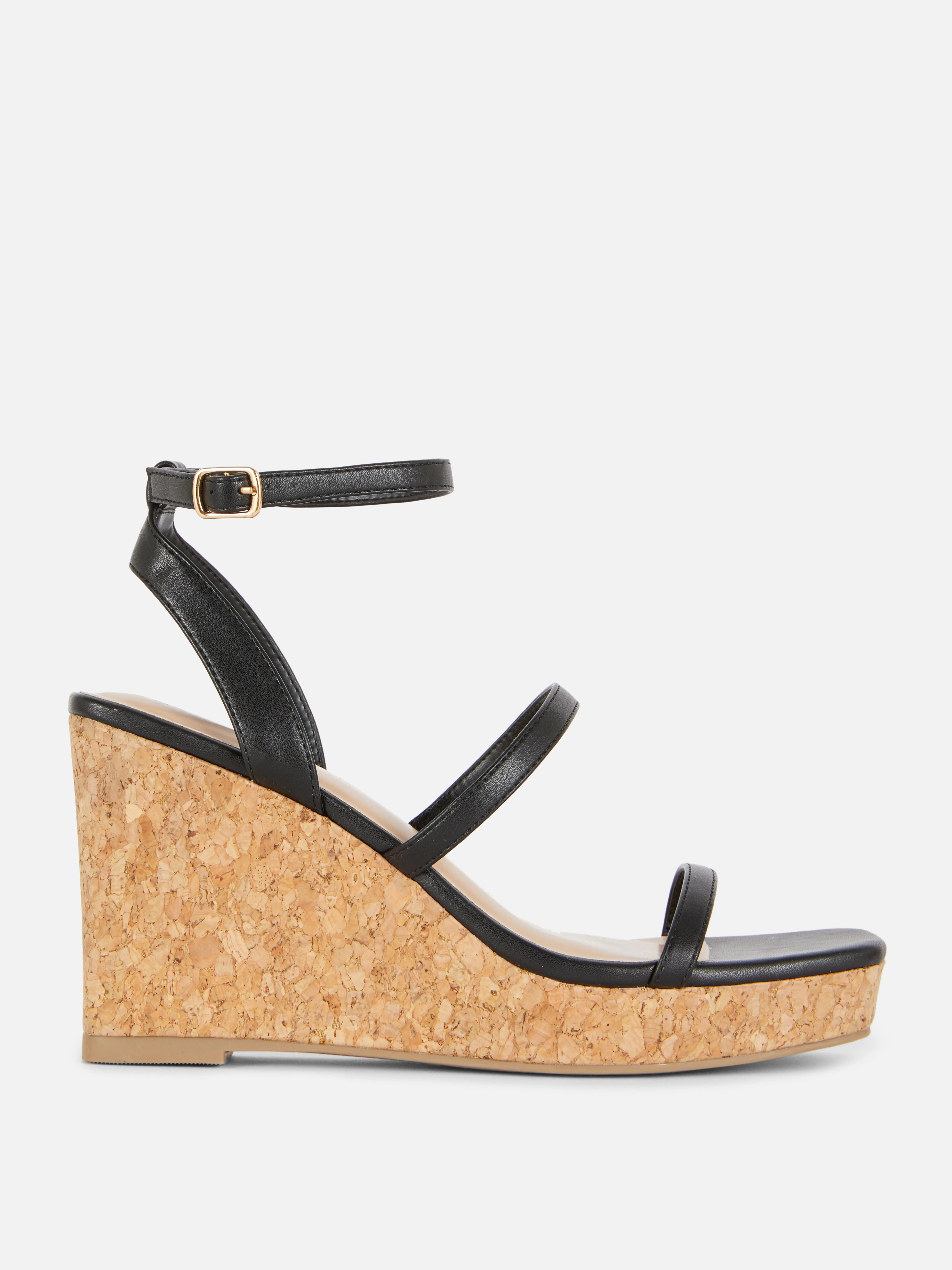 Sandalias de cuña de corcho con tiras