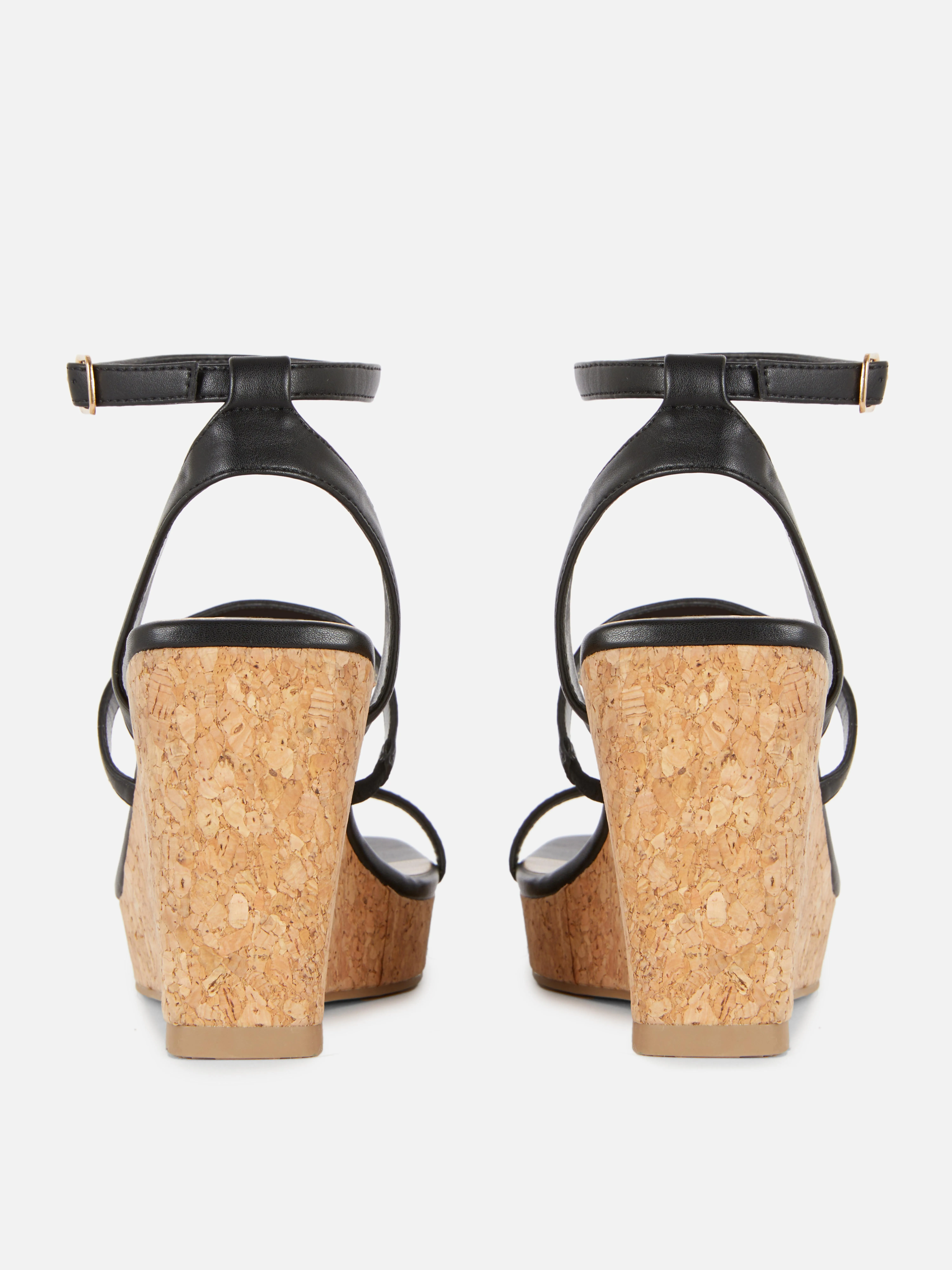 Sandalias de cuña de corcho con tiras