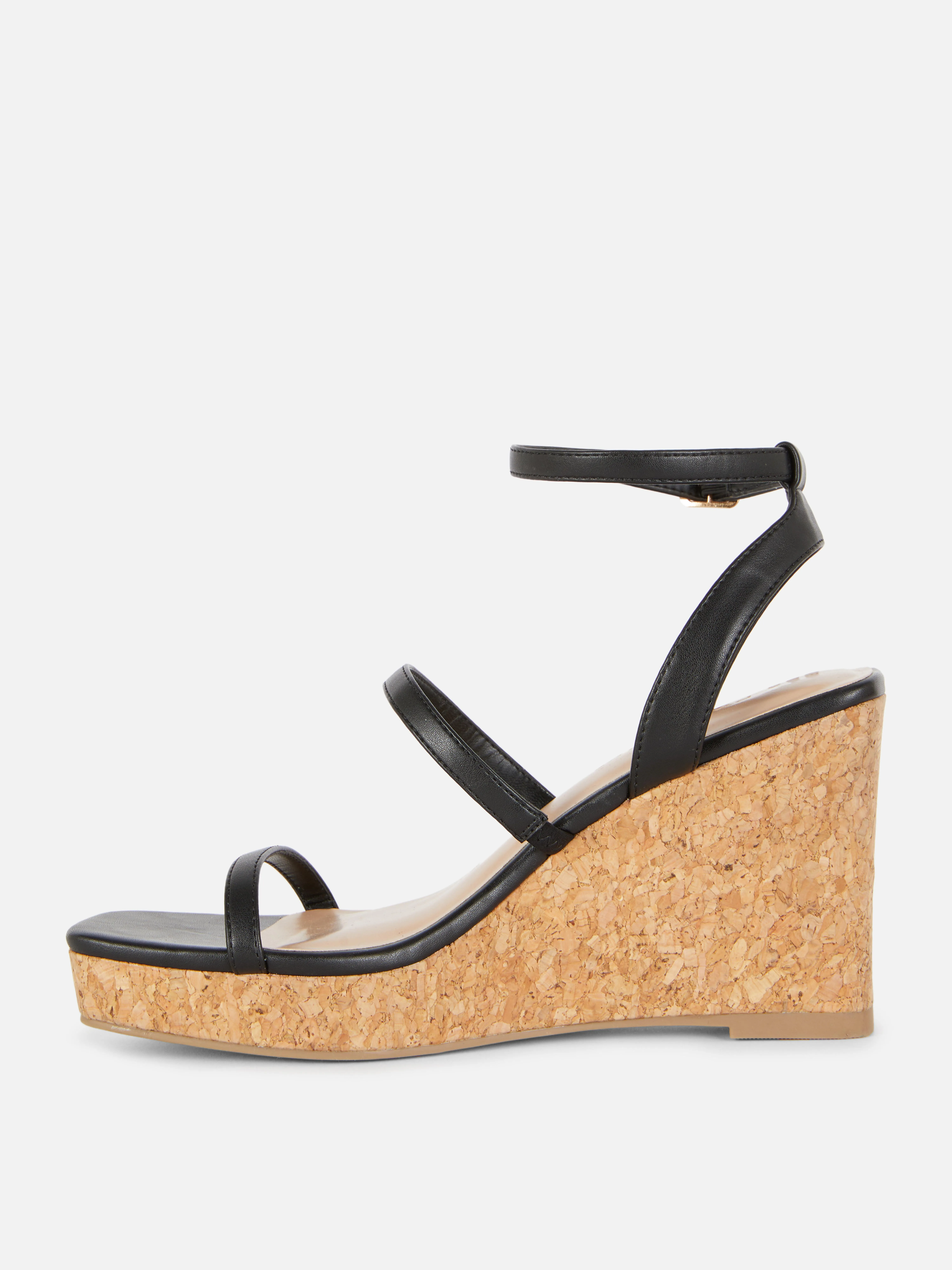 Sandalias de cuña de corcho con tiras