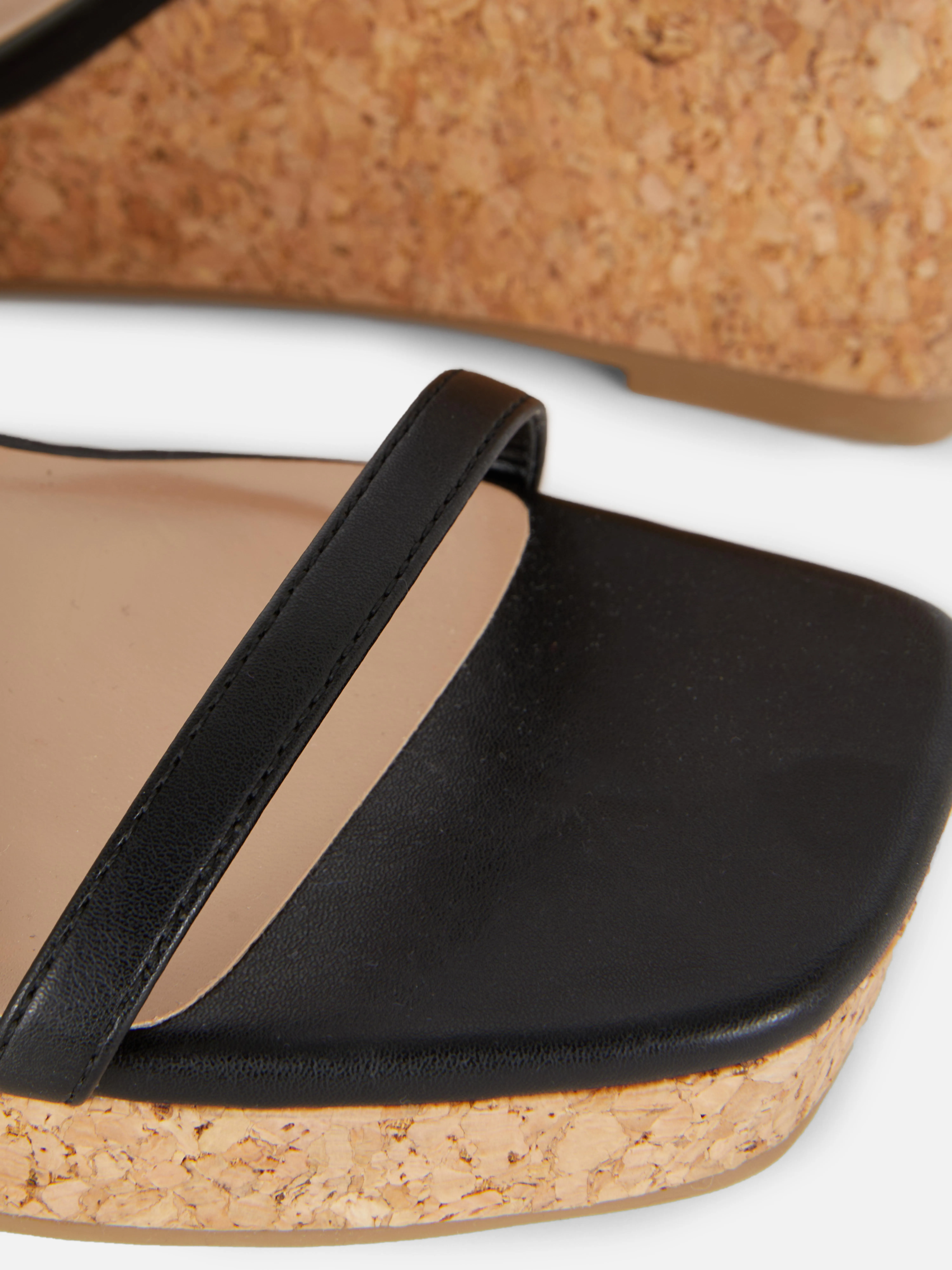 Sandalias de cuña de corcho con tiras