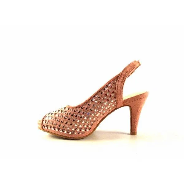 Sandalias de tacón Prestigio peep toe rosa salmón