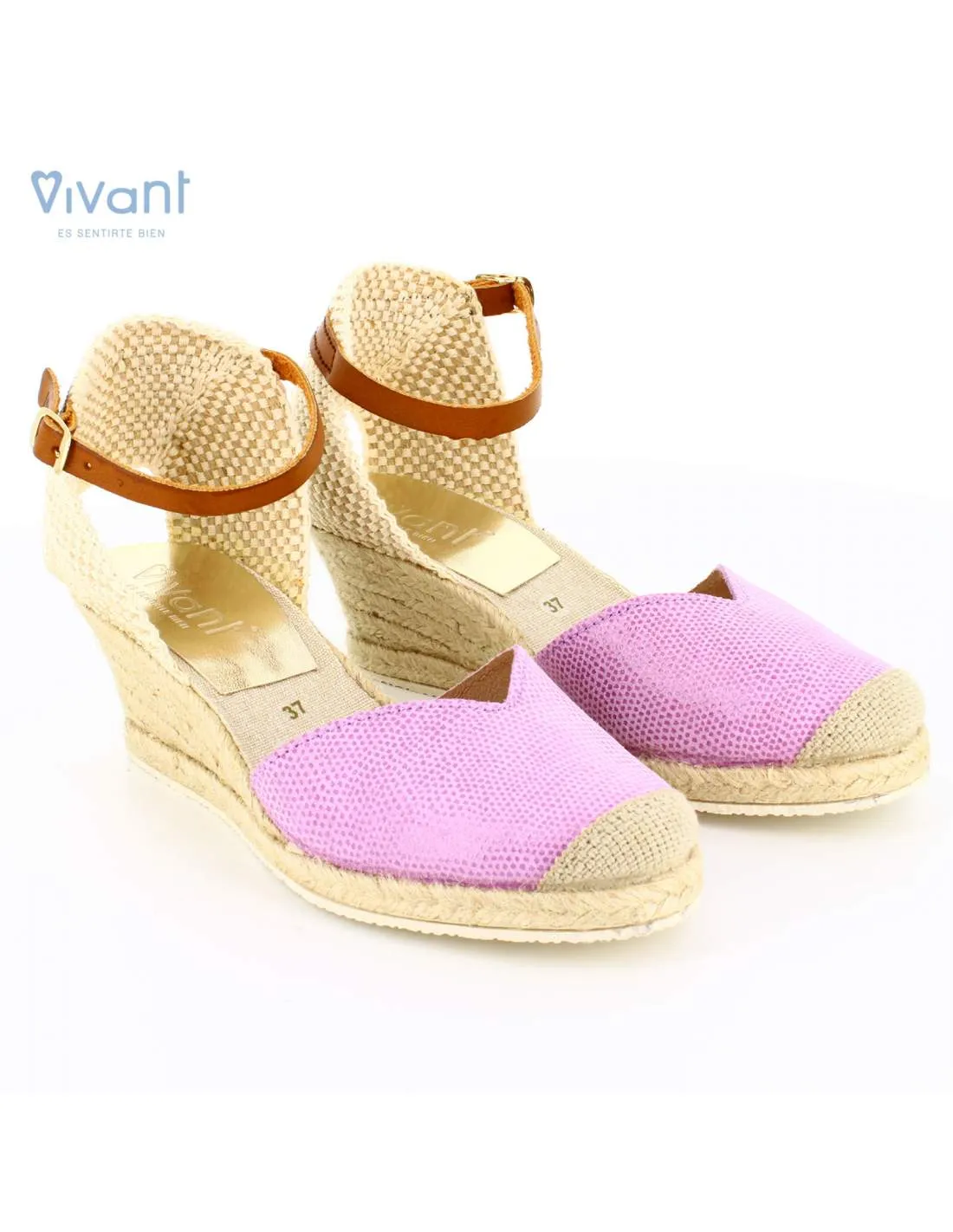 Sandalias Mujer Cuña Esparto Lizard Lila