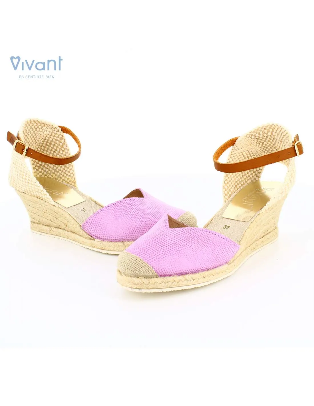 Sandalias Mujer Cuña Esparto Lizard Lila