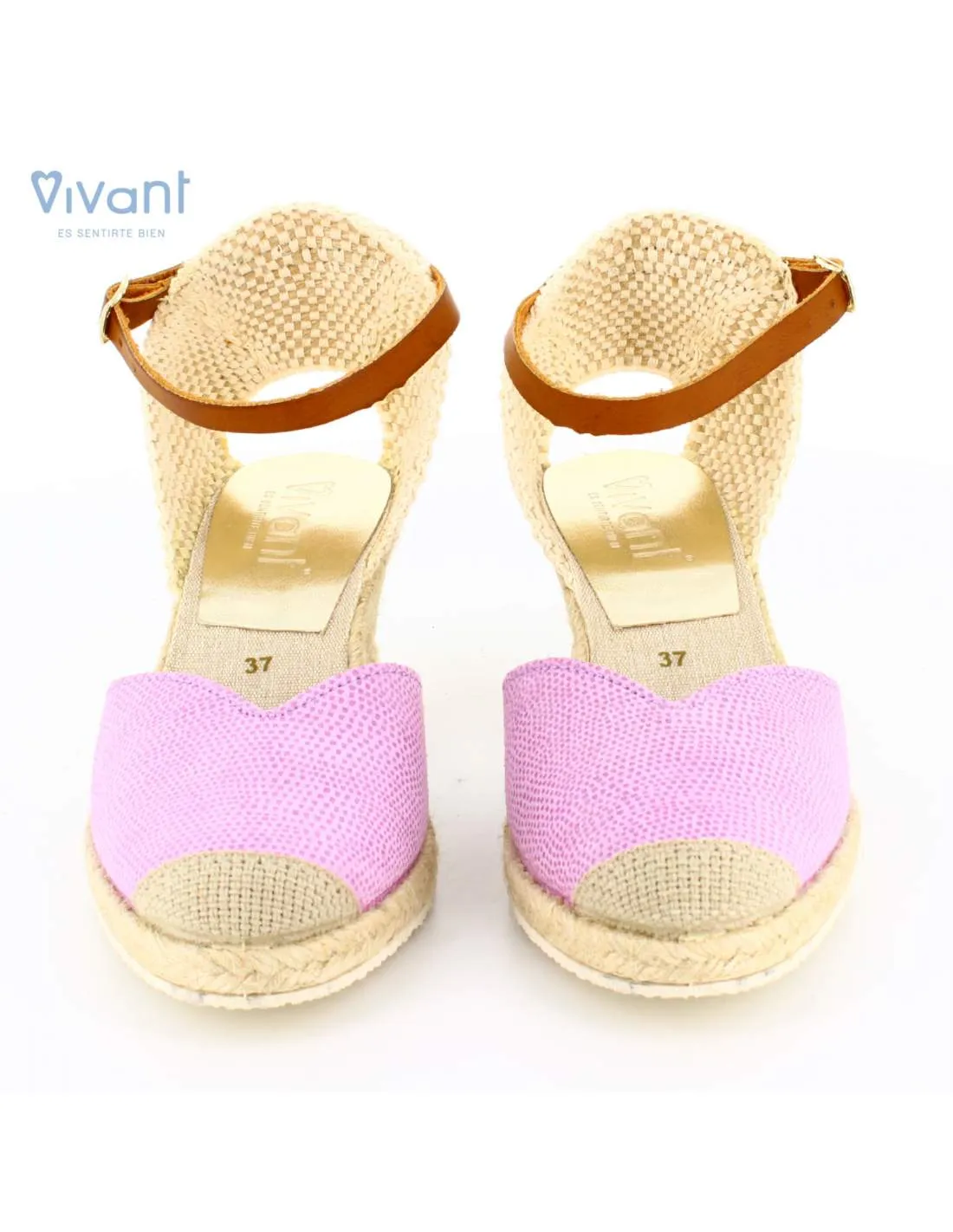 Sandalias Mujer Cuña Esparto Lizard Lila