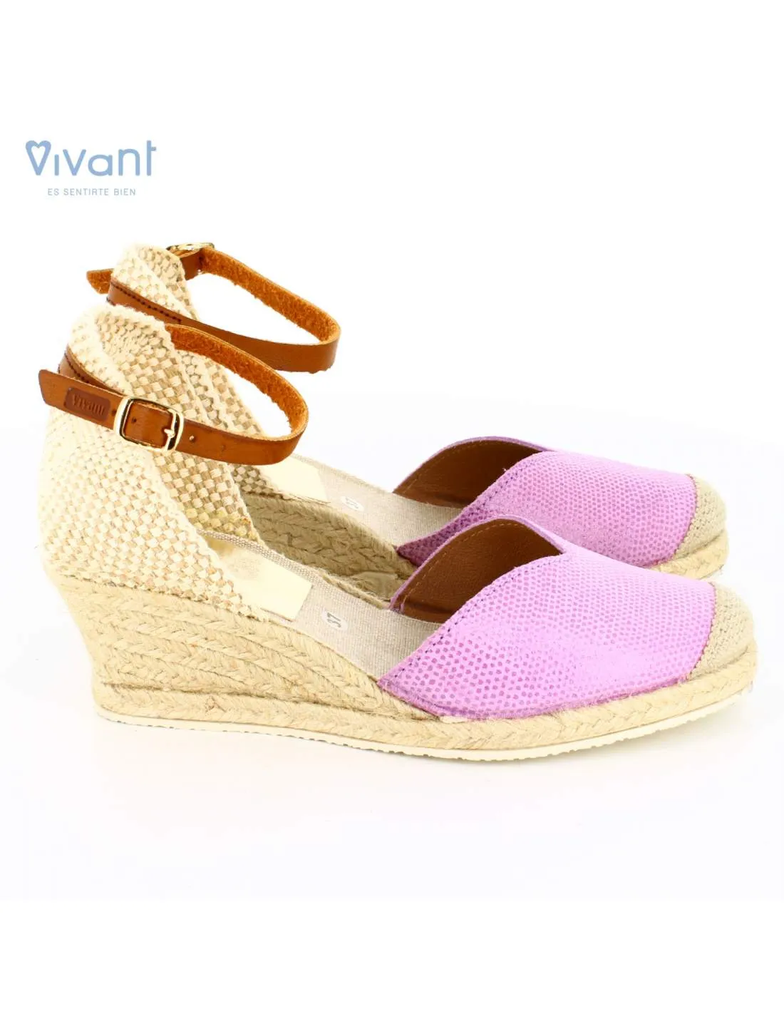 Sandalias Mujer Cuña Esparto Lizard Lila