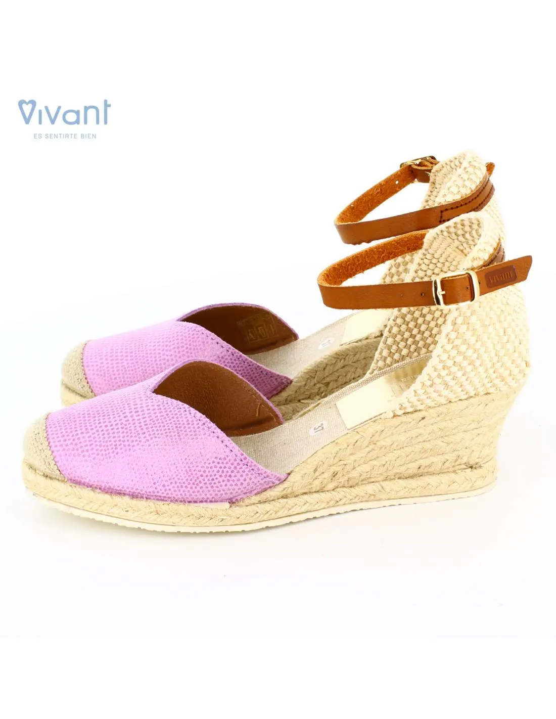 Sandalias Mujer Cuña Esparto Lizard Lila