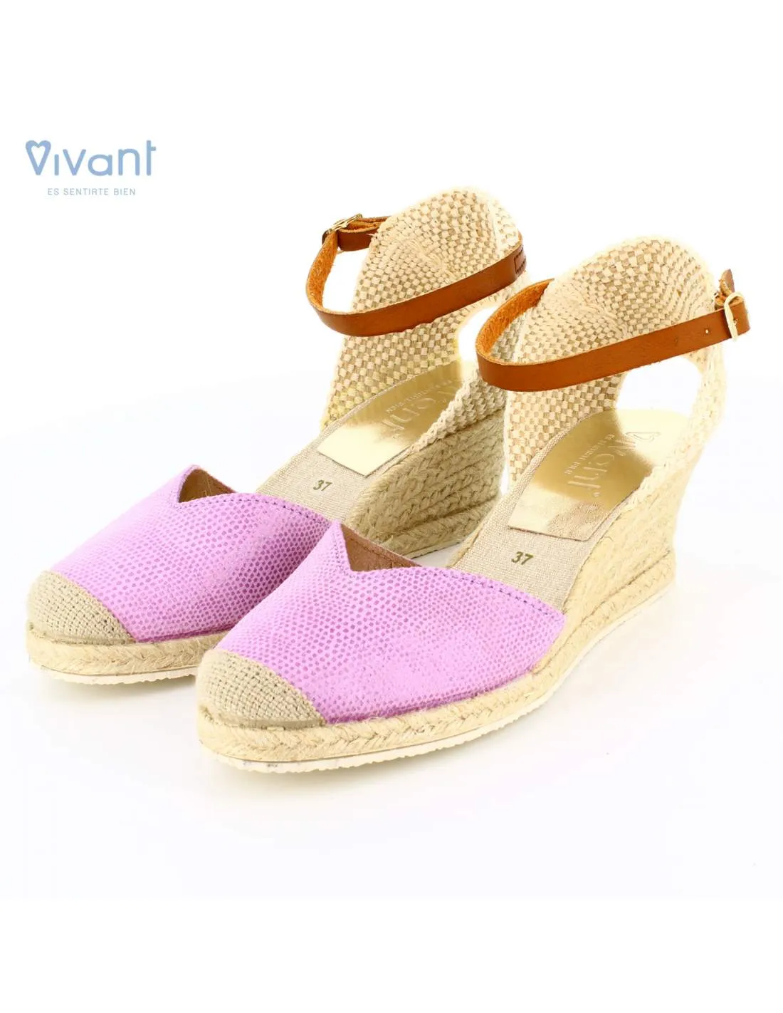 Sandalias Mujer Cuña Esparto Lizard Lila