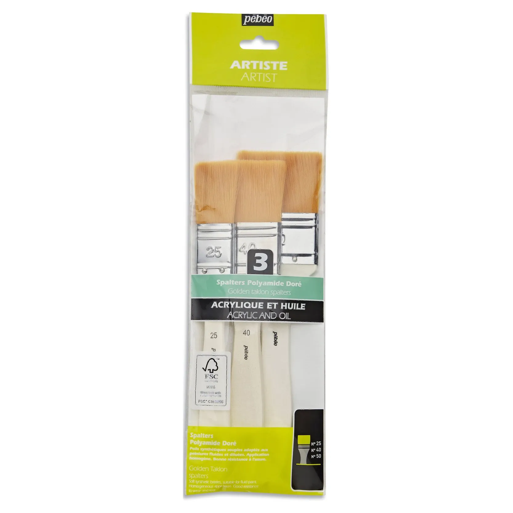 Set de pinceles Pebeo de pelo sintético acrílico/aceite, mango corto