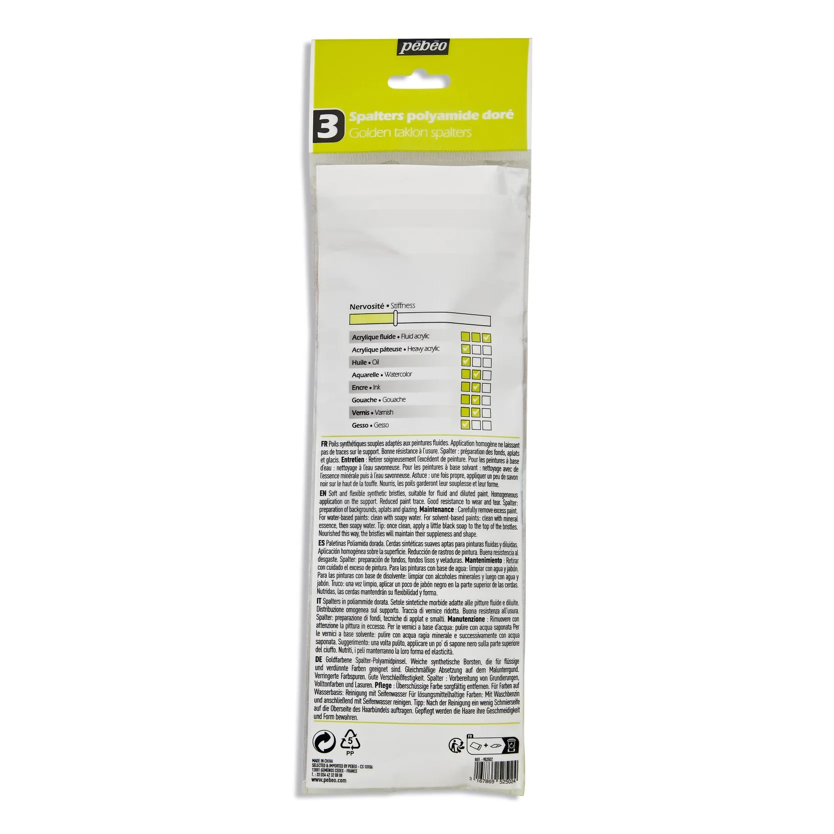Set de pinceles Pebeo de pelo sintético acrílico/aceite, mango corto