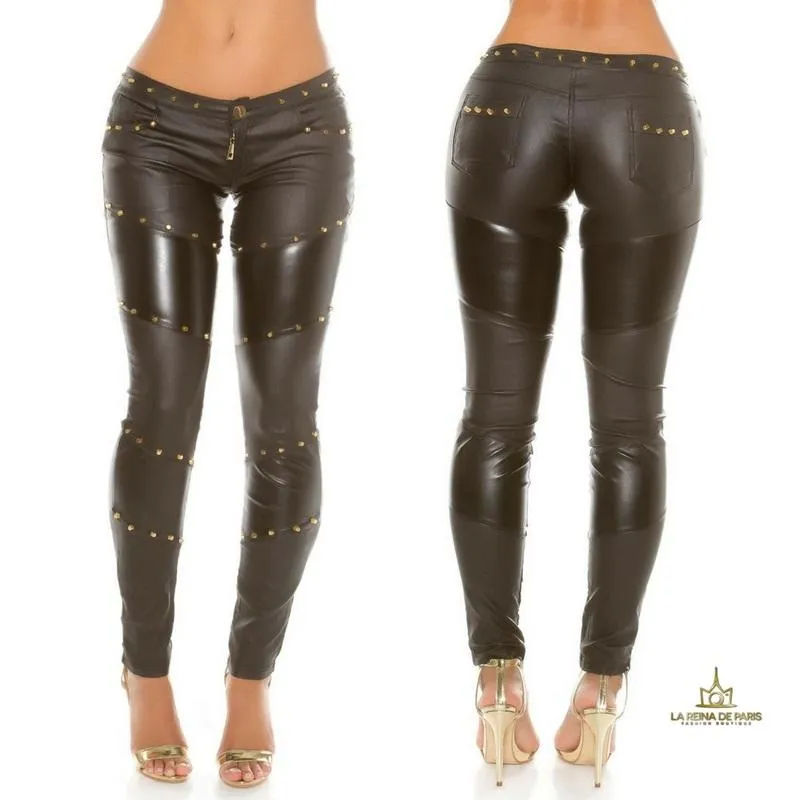 Sexy pantalones de aspecto de cuero 