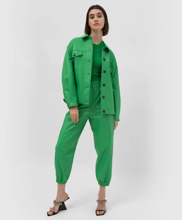 Simonetta Ravizza Green Leather Joggers