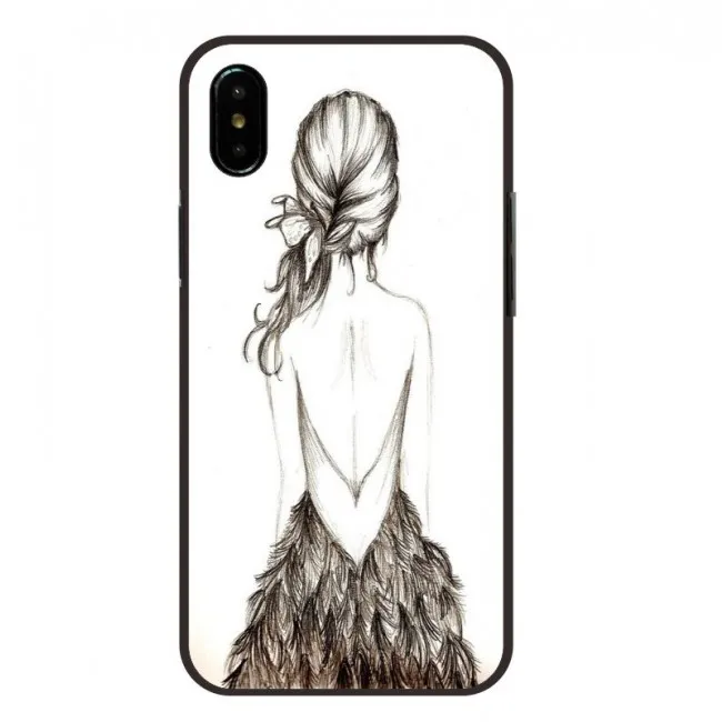  Sketch Long Hair Beautiful Back Girl Iphone 6/8 Plus/11/12/XR Iphone Cases