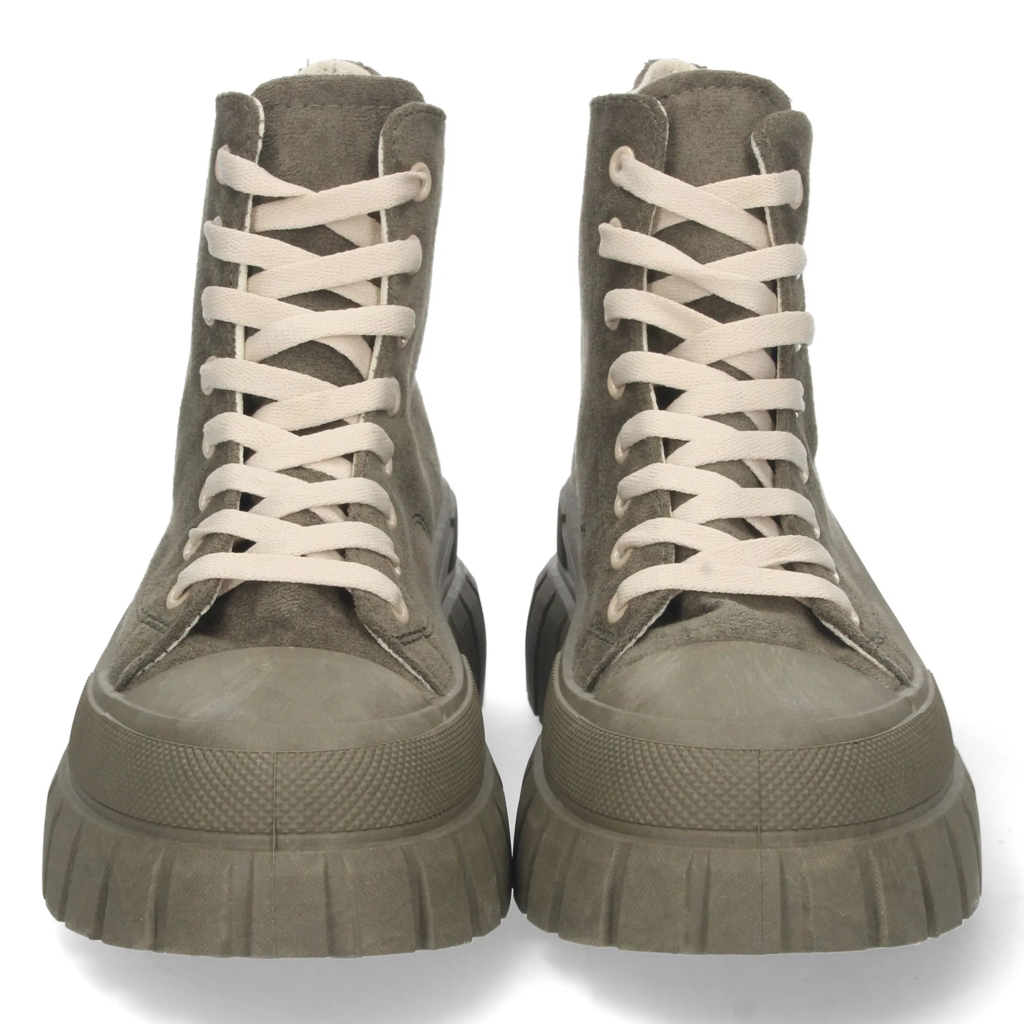 Sneakers altas de plataforma mujer color verde