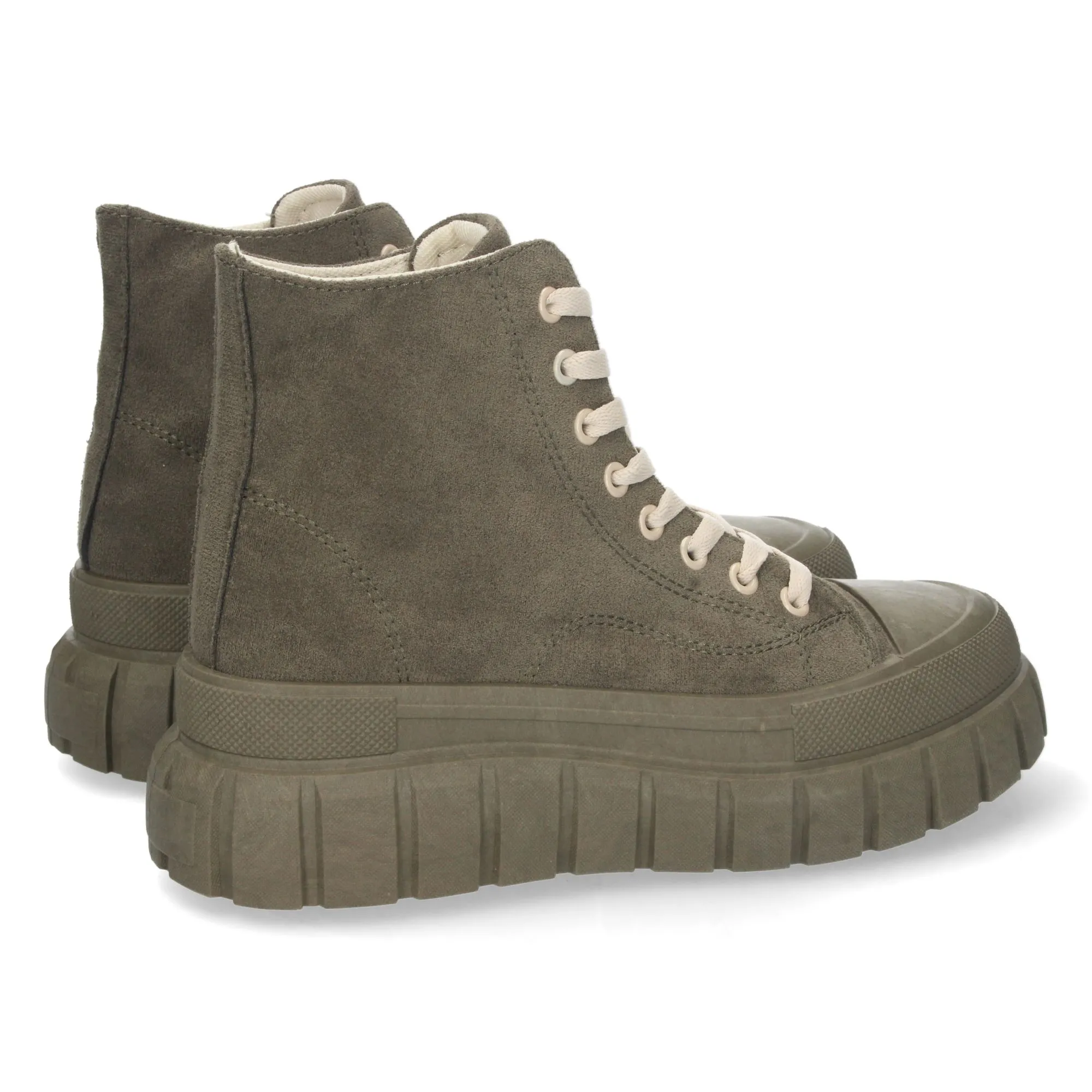 Sneakers altas de plataforma mujer color verde