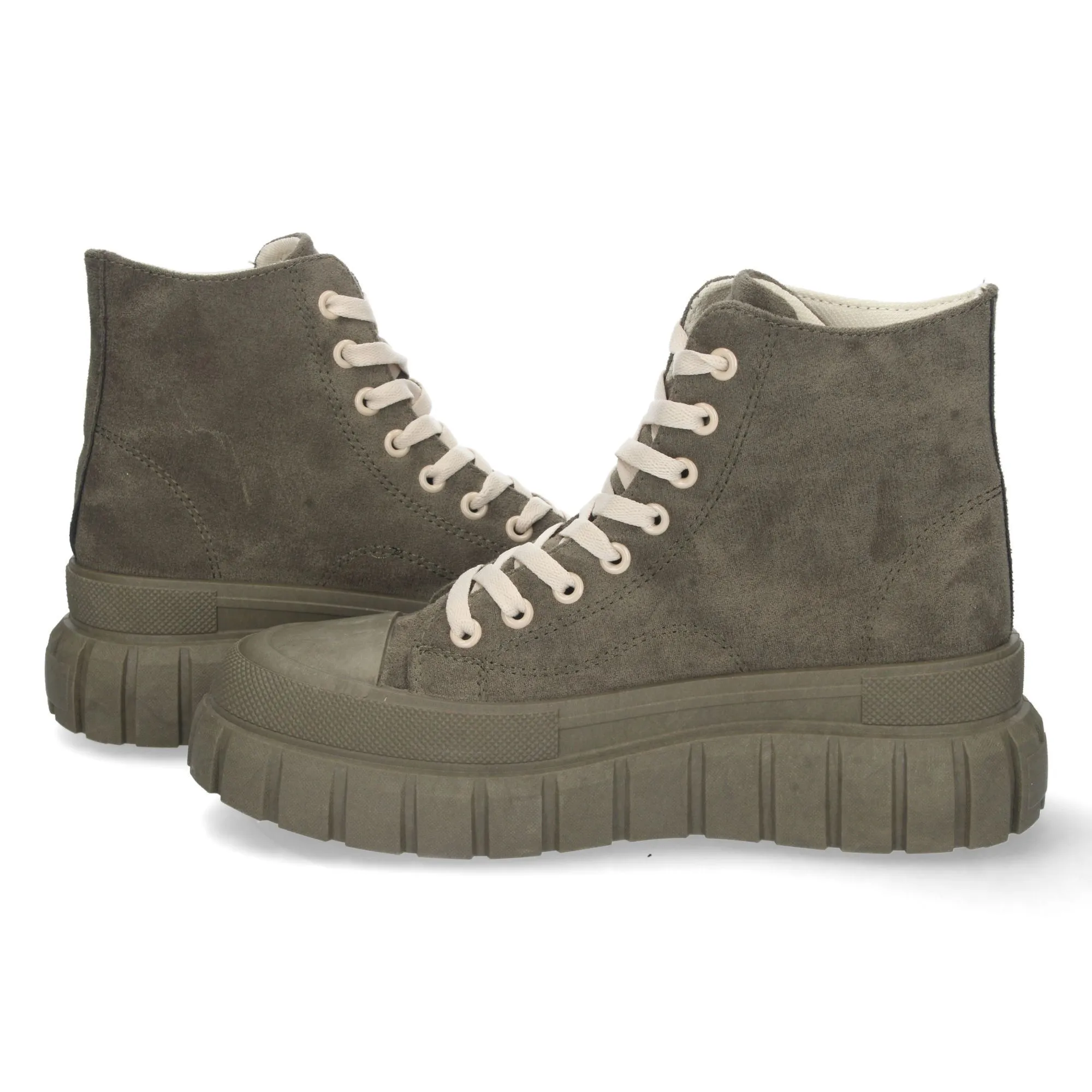 Sneakers altas de plataforma mujer color verde