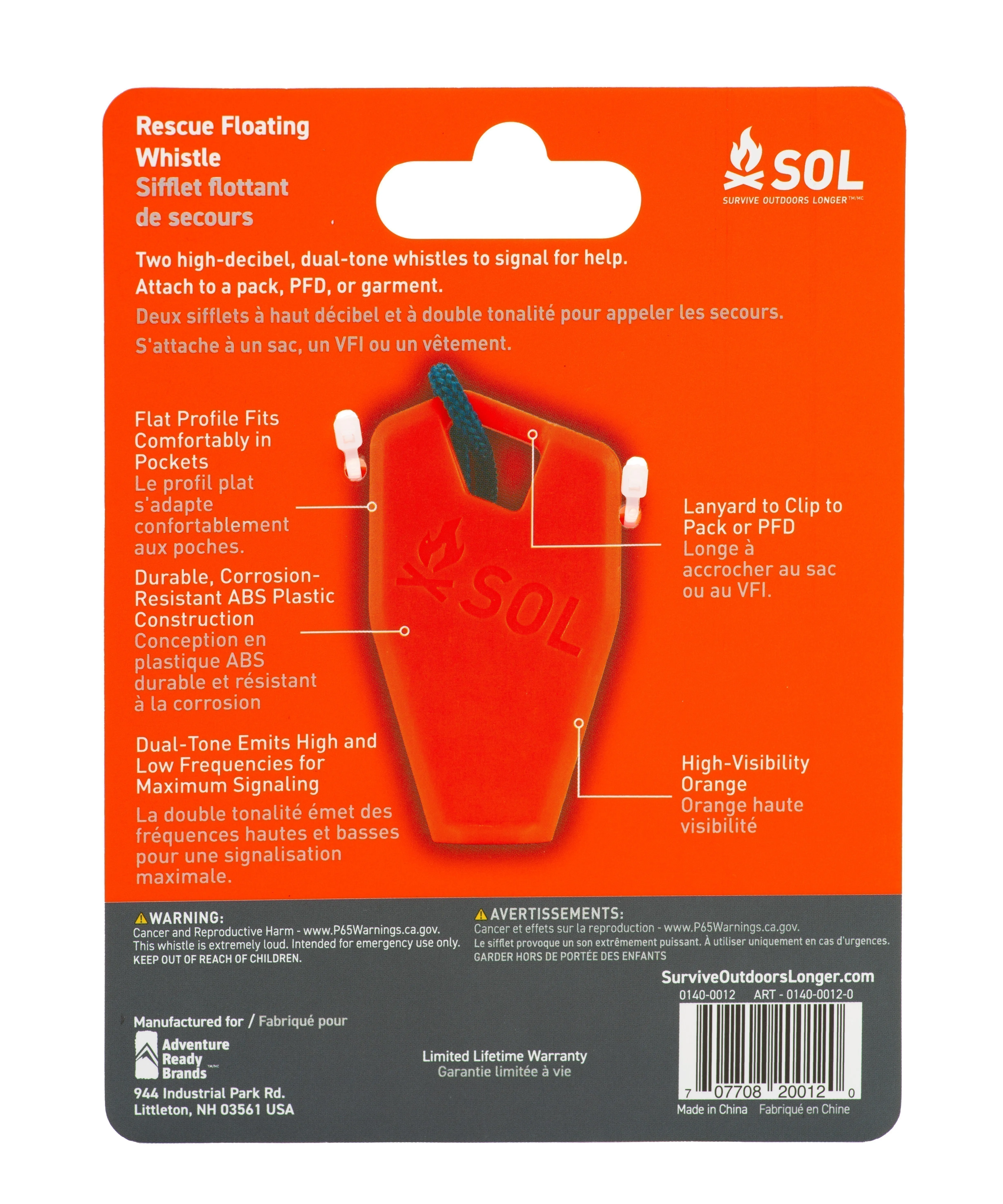 SOL RESCUE FLOATING WHISTLE 2PACK