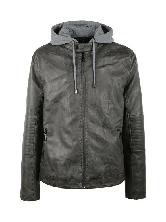 Solada Chaqueta de piel sintética para hombre con capucha.