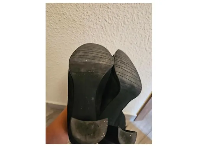 Stuart Weitzman Botas altas de tacón grueso en ante Negro 