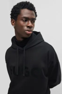 Sudadera con capucha oversize fit de felpa de algodón con logo tonal