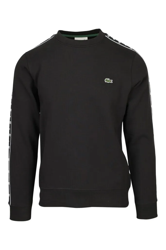 Sudadera negra con rayas de logo y minilogo 