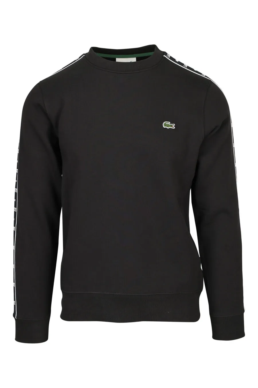 Sudadera negra con rayas de logo y minilogo 