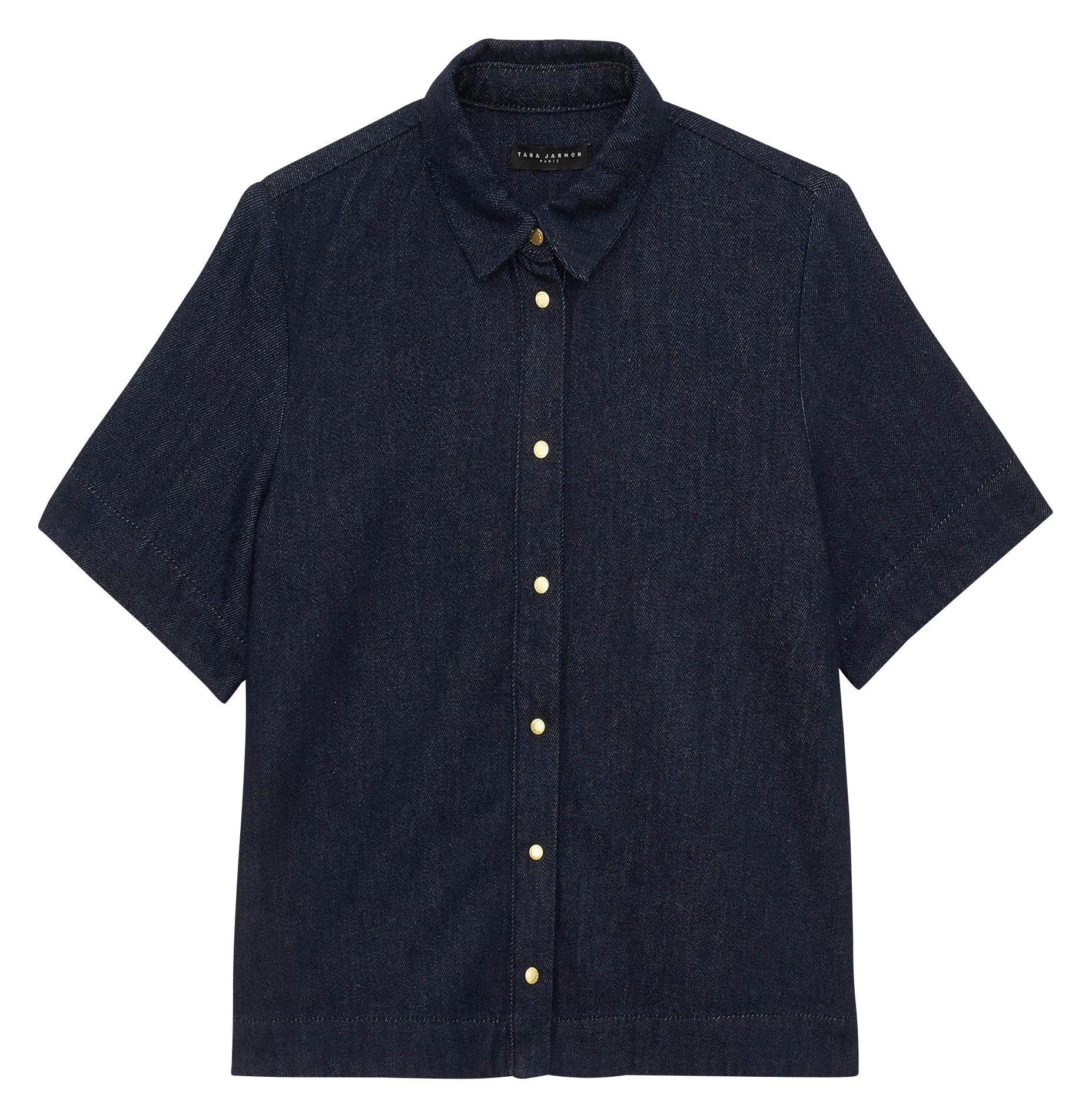 TARA JARMON CAMILIA  CAMISA VAQUERA HOLGADA CON CUELLO CLáSICO EN AZUL