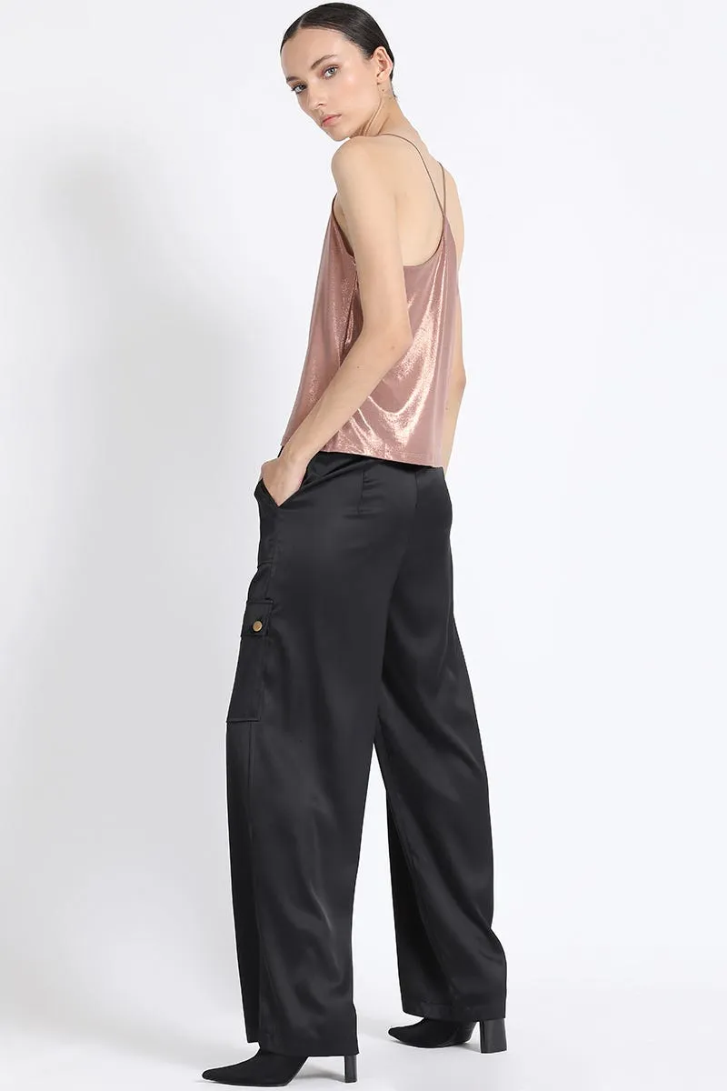 TOP CON PABILOS, METALIZADO CAFÉ, COLECCIÓN ITALIA
