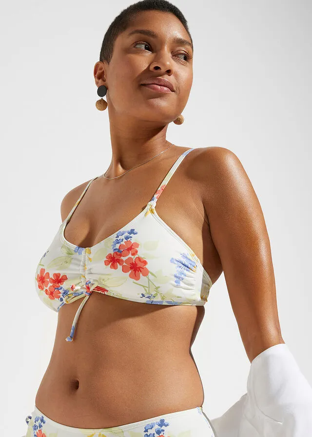 TOP DE BIKINI DE POLIAMIDA RECICLADA BLANCO LANAMULTICOLOR DE FLORES